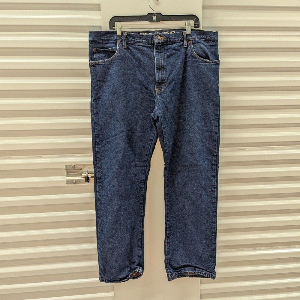 Americana Workwear Dickies Relaxed Fit Plaid Fleece Lined Blue Jeans Men's 38x32